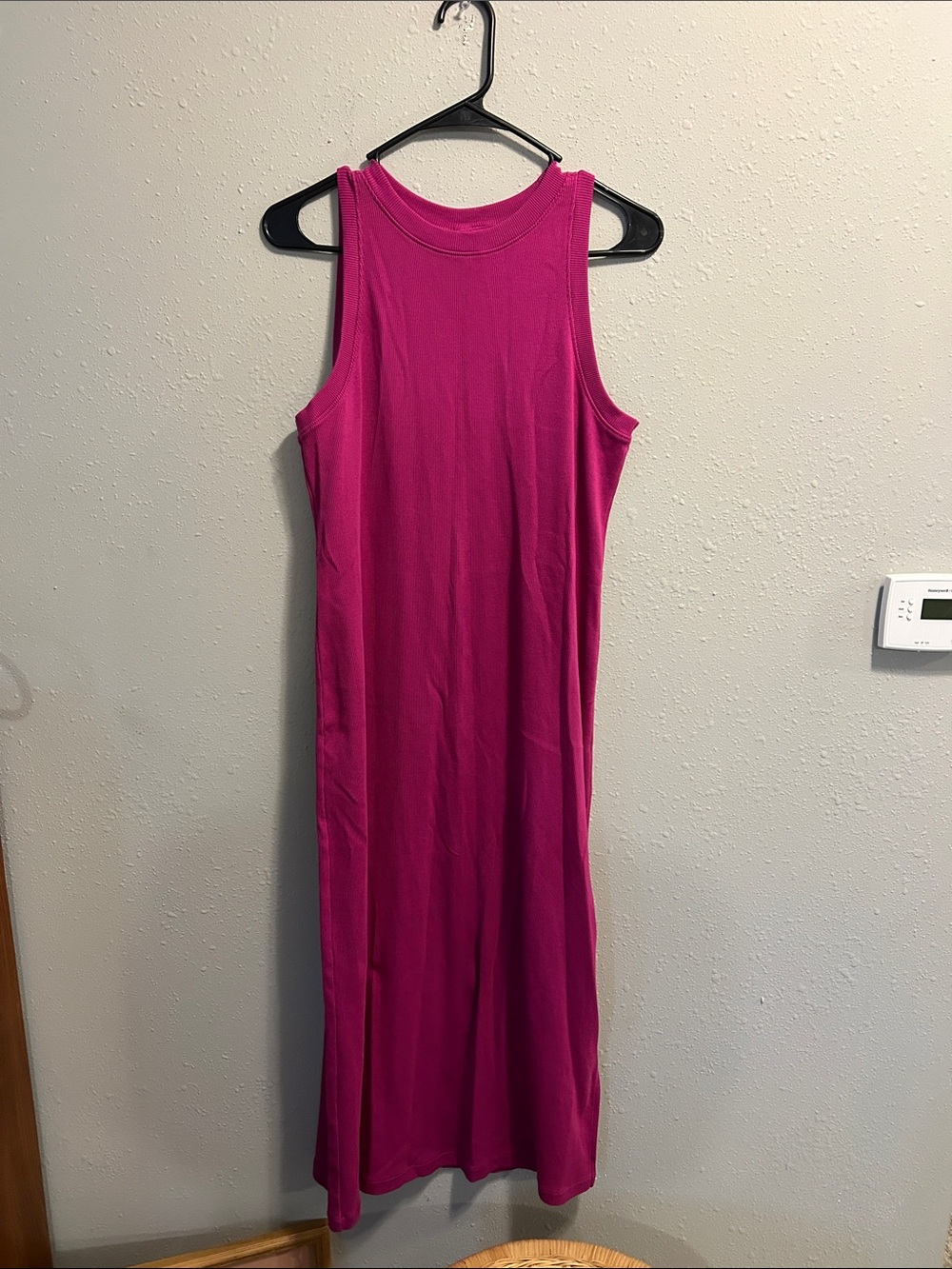 Nordstrom Magenta Ribbed Cotton Midi Tank Dress